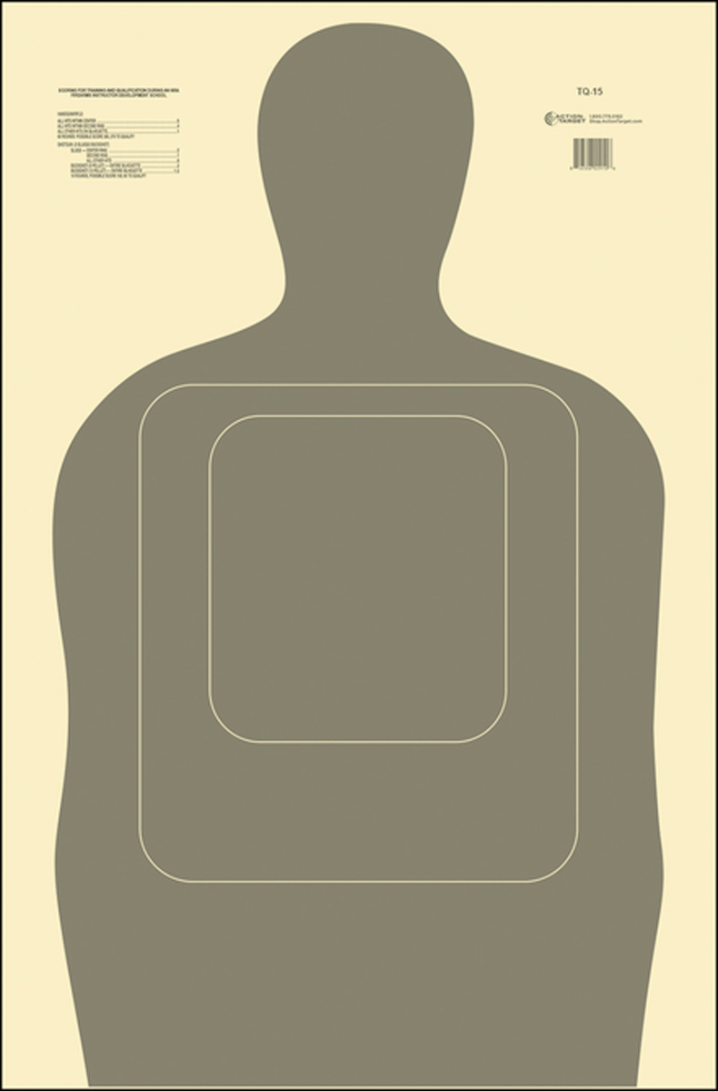 Action Target TQ-15 Qualification Standard Silhouette Paper Hanging Target 24" x 45" Gray/White 100/Box