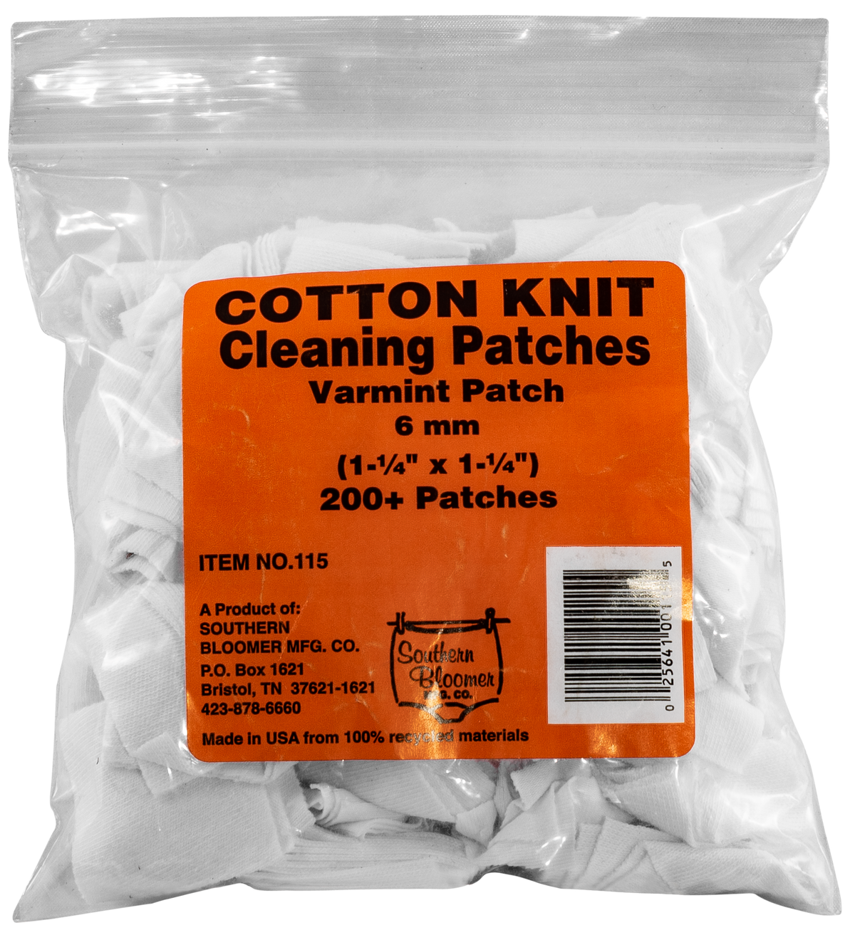 Southern Bloomer 115 Cleaning Patches 6mm Cotton 200 Per Pack