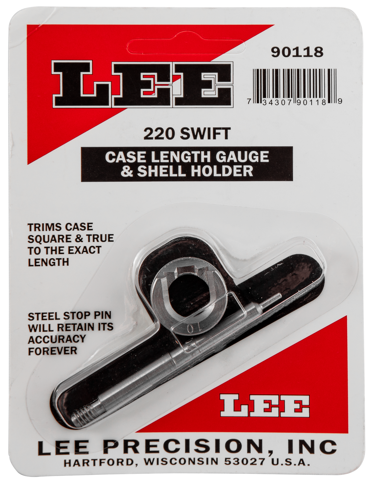 Lee Precision 90118 Case Length Gauge 220 Swift Steel w/ Shell Holder