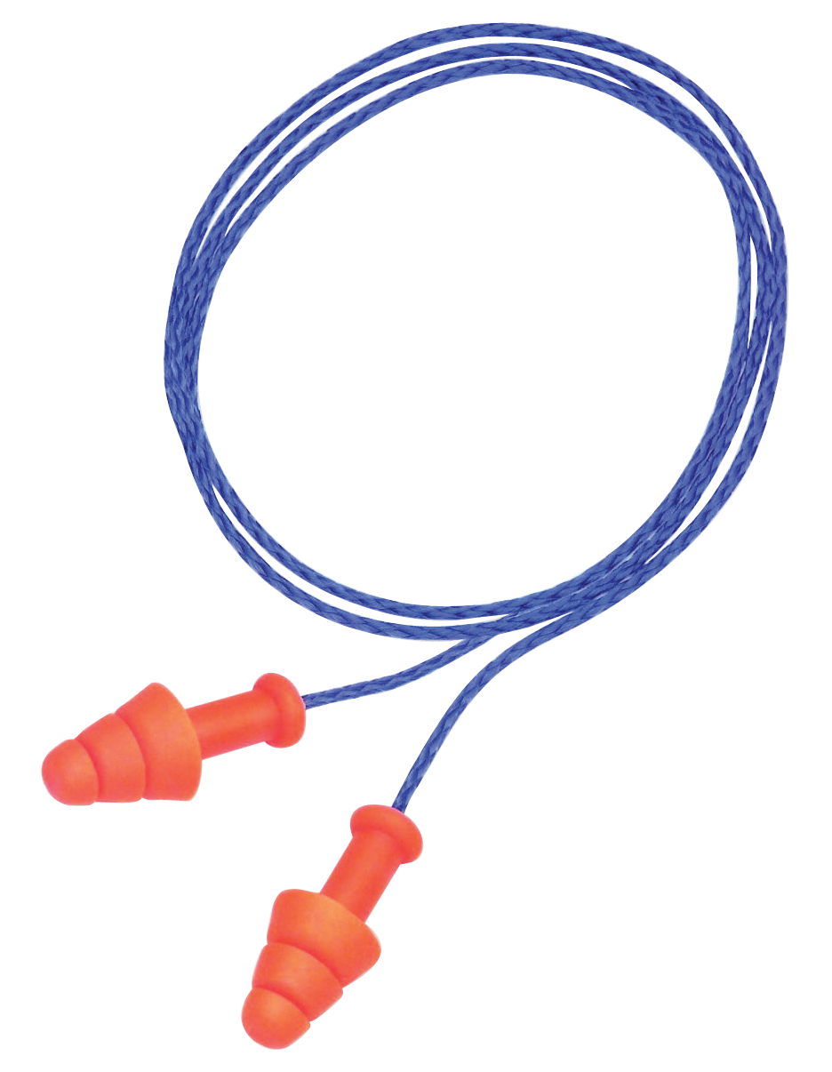 Howard Leight R01520 Smart Fit 25 dB Corded Ear Plugs Orange w/Blue Cord - 2 Pair