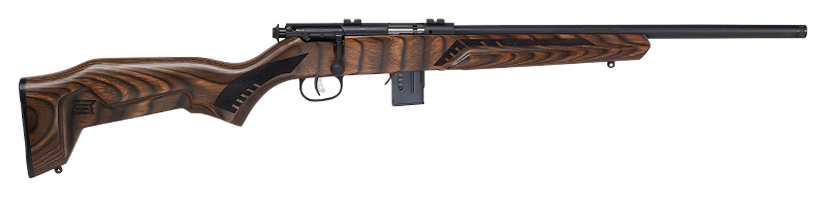 Savage 93 Minimalist Full Size 22 WMR 10+1 18" Matte Black Threaded Barrel Brown Laminate Right Hand