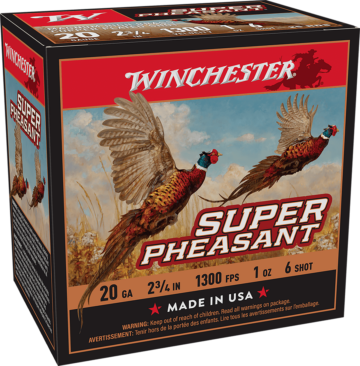 Winchester Ammo Super Pheasant Magnum High Brass 20 Gauge 2.75" 1 oz #6 Shot 25 Rd - Box or Case