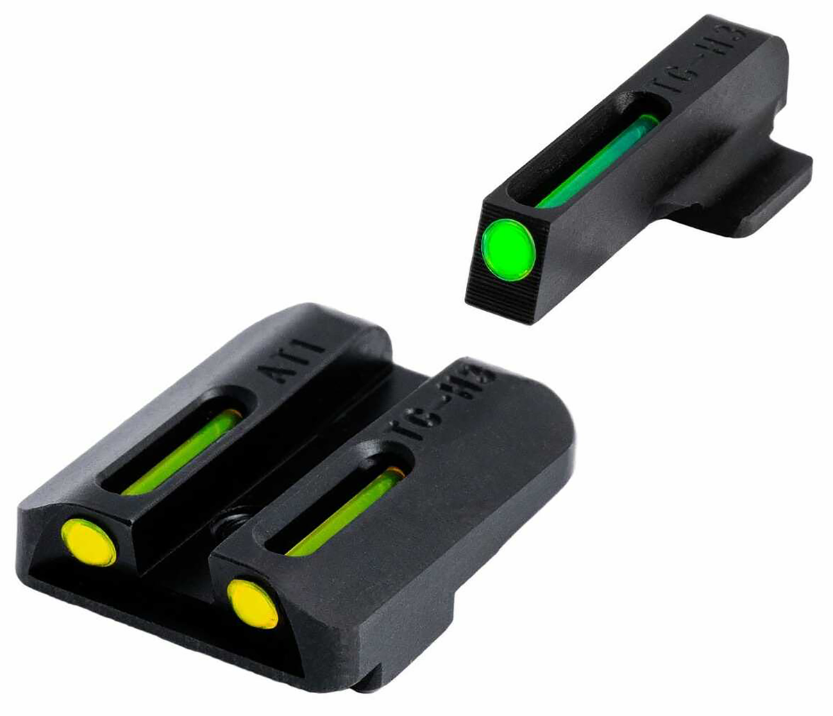 TruGlo TFO 1911 Government Green Front/Yellow Rear Tritium/Fiber Optic Sight Set - Black Nitride