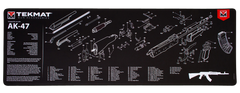 TekMat AK-47 Cleaning Mat 12"x36" Rubber Black/White with Parts Diagram