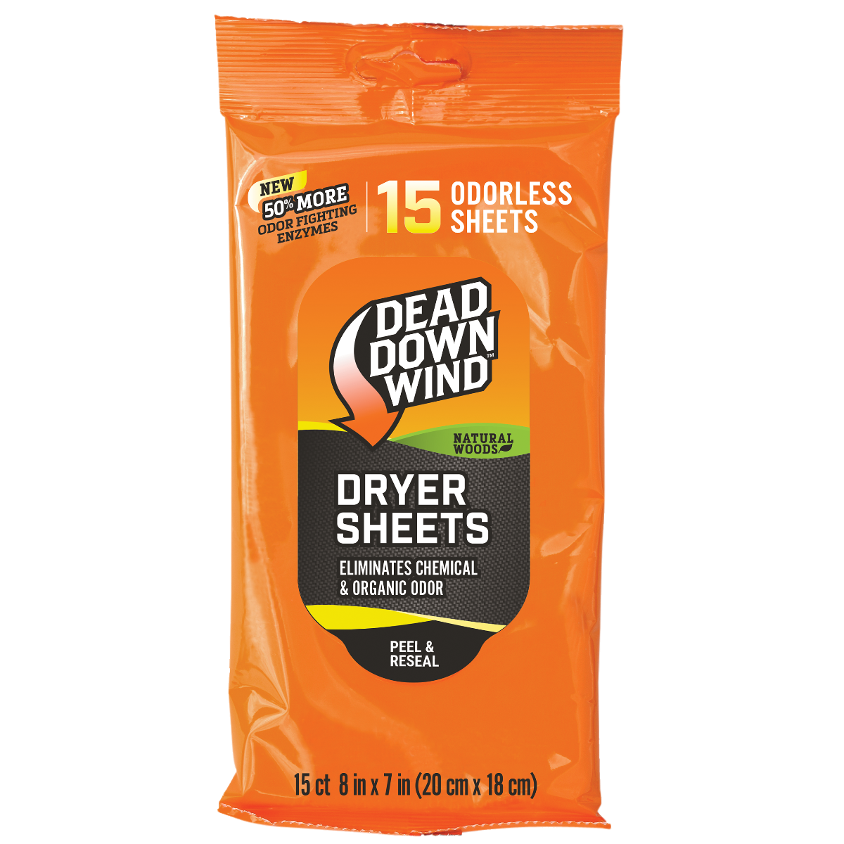 Dead Down Wind Dryer Sheets Natural Woods Cover Scent 15-Count