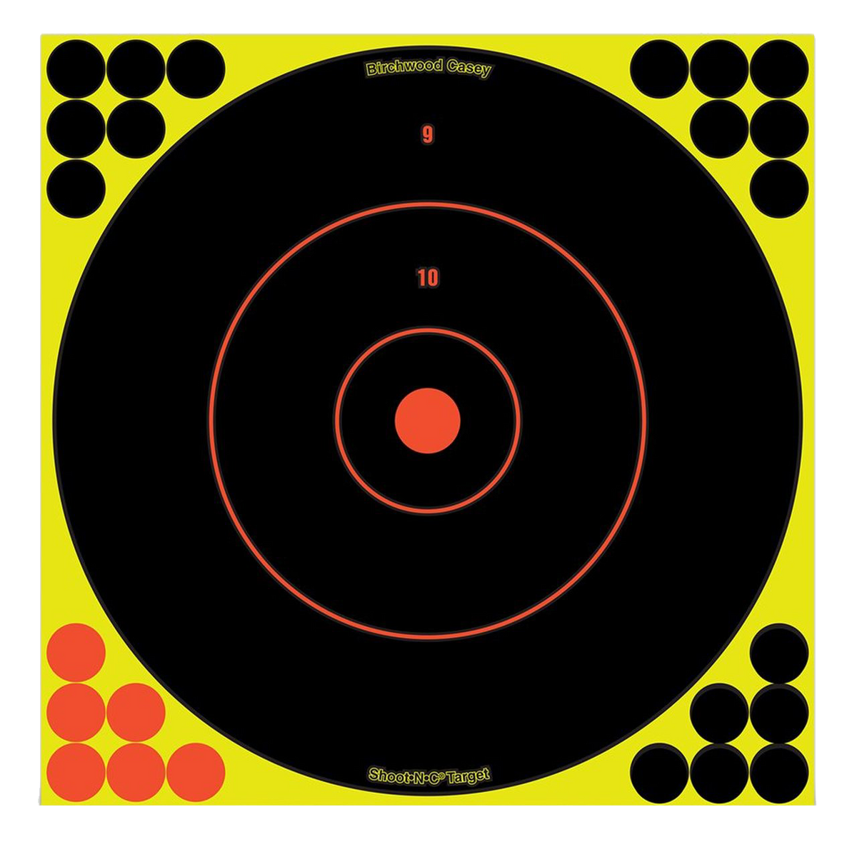 Birchwood Casey Shoot-N-C 12" Bullseye Reactive Paper Target 100 Pack - Self-Adhesive