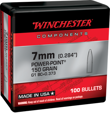 Winchester Ammo Power-Point 7mm 150gr Reloading Bullets - 100/Box