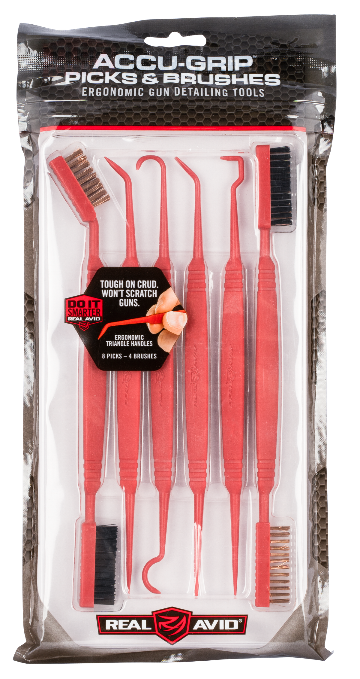 Real Avid Accu-Grip Picks & Brushes Rifle/Shotgun Plastic 8-8.25" 6 Per Pkg