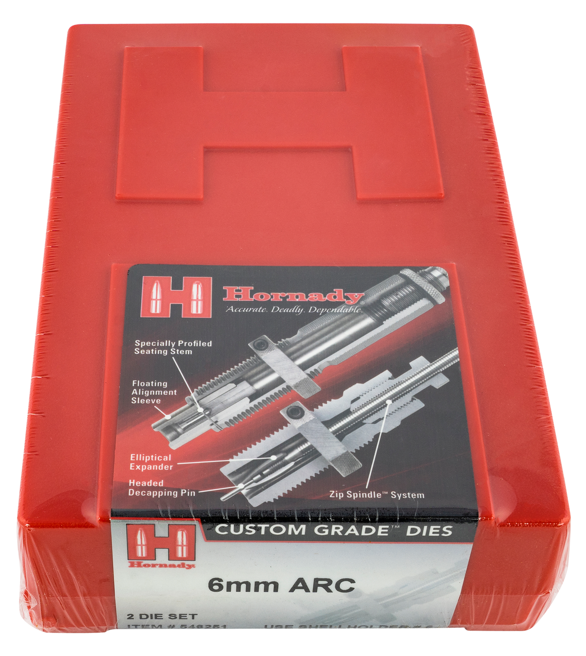 Hornady Custom Grade Series III 2-Die Set 6mm ARC - Full-Length Sizing & Seater Dies