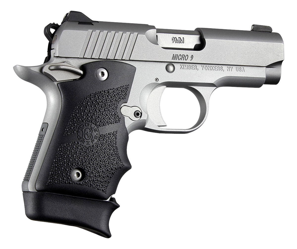 Hogue 39080 Rubber Grip Cobblestone Black with Finger Grooves for Kimber Micro 9