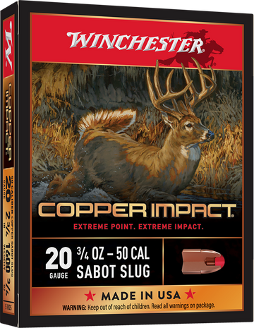 Winchester Ammo Copper Impact 20 Gauge 2.75" 3/4 oz Sabot Slug 5 Rd - Box or Case
