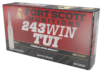 Fort Scott Munitions Tumble Upon Impact (TUI) 243 Win 80 gr Solid Copper Spun - Box or Case