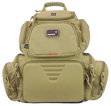 G Outdoors Handgunner Range Backpack Tan 1000D Nylon - Holds 4 Handguns