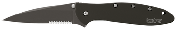 Kershaw Leek 3" Folding Modified Drop Point Part Serrated Black DLC