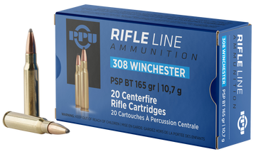 PPU Standard Rifle 308 Win 165gr Pointed Soft Point Boat Tail - Box or Case