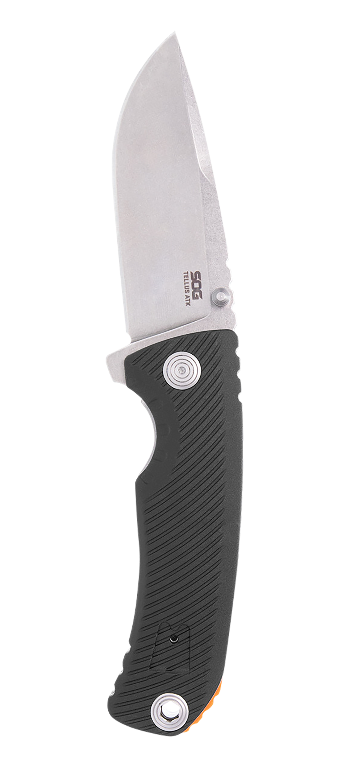 S.O.G Tellus ATK 3.50" Folding Clip Point Plain Cryo 440C SS Stonewashed Black GRN Handle