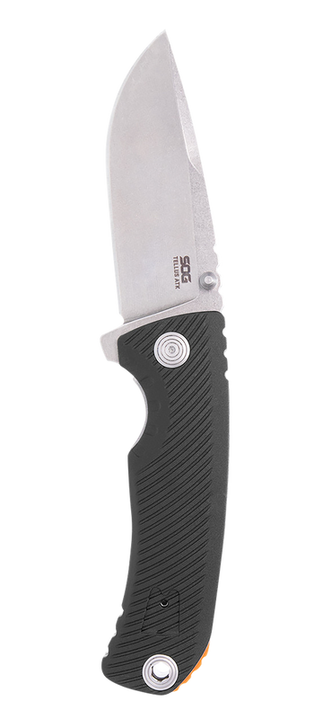 S.O.G Tellus ATK 3.50" Folding Clip Point Plain Cryo 440C SS Stonewashed Black GRN Handle