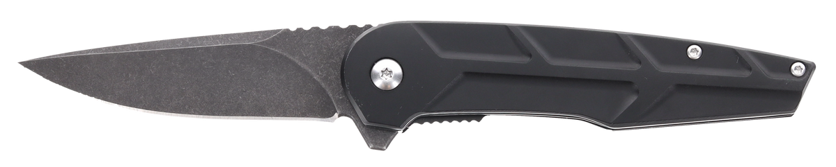 Schrade Reckon 3.25" Folding Drop Point Plain D2 Steel Dark Stonewash - Black Aluminum Handle