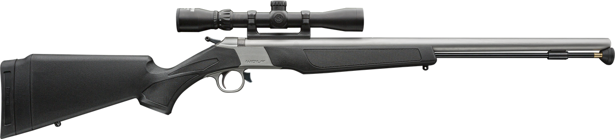 CVA Wolf V2 50 Cal 24" 1-Rd Break-Action Muzzleloader - Stainless Steel / Black Synthetic - KonusShot 3-9x32mm