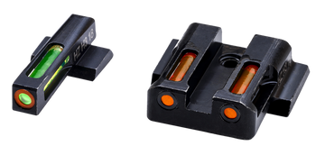 Hiviz LiteWave H3 Sight Set for S&W Shield Green Tritium Orange Outline Front / Orange Fiber Optic Rear