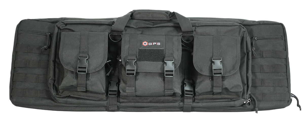 G Outdoors GPS DRC36 Double Rifle Case 36" Black 600D Polyester w/ 2 Padded Pistol Sleeves