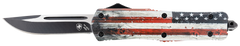 Templar Knife LWUS331 Gen II Wood US Flag Large 3.50" OTF Drop Point Plain Black Oxide Stonewashed 440C Aluminum Handle Glass Breaker