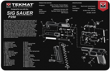 TekMat Sig Sauer P250 11"x17" Black/White Rubber Cleaning Mat