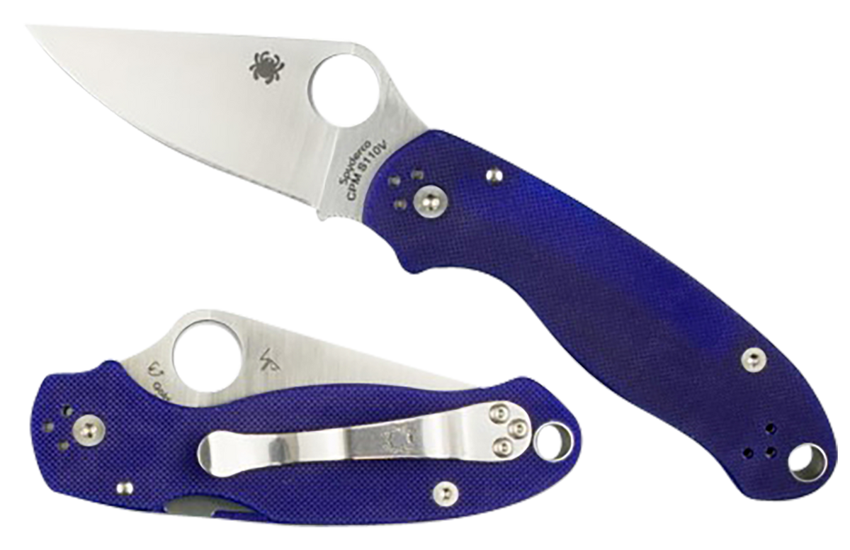 Spyderco Para 3 2.95" CPM S110V Plain Edge Dark Blue G10 Folding Knife