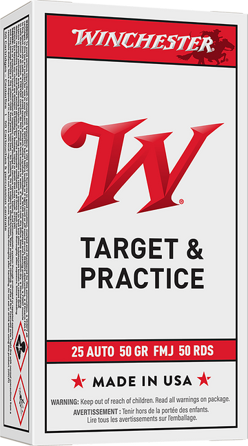 Winchester Ammo USA 25 ACP 50gr Full Metal Jacket - Box or Case