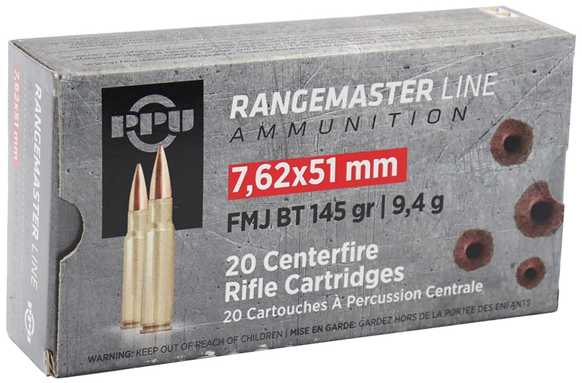 PPU Rangemaster 7.62x51mm NATO 145gr FMJBT 20rd Box - Box or Case
