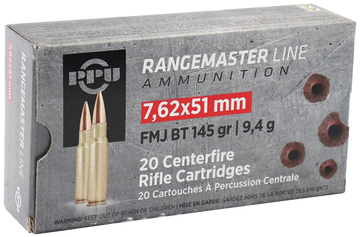 PPU Rangemaster 7.62x51mm NATO 145gr FMJBT 20rd Box - Box or Case