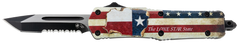 Templar Knife STX531 Texan Gen II Small 2.25" OTF Tanto Part Serrated 440C Stonewashed Texas Flag Aluminum Handle