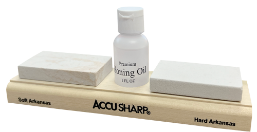 Accusharp 023C Whetstone Combo Kit Fine, Coarse Natural Arkansas Stone Sharpener w/ Honing Oil