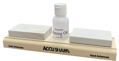 Accusharp 023C Whetstone Combo Kit Fine, Coarse Natural Arkansas Stone Sharpener w/ Honing Oil