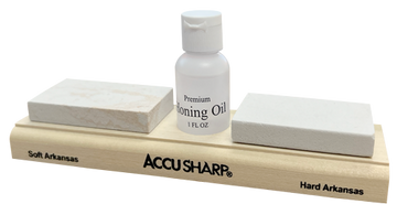 Accusharp 023C Whetstone Combo Kit Fine, Coarse Natural Arkansas Stone Sharpener w/ Honing Oil