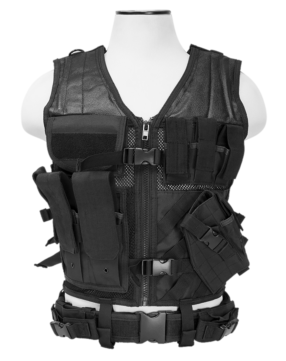 NcStar CTV2916B Tactical Vest Black Med-2XL PVC/Mesh Webbing