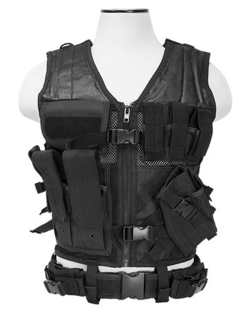 NcStar CTV2916B Tactical Vest Black Med-2XL PVC/Mesh Webbing