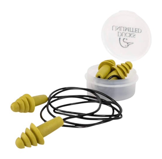 Radians Ducks Unlimited Reusable 4-Flange Dielectric Earplugs 27 NRR Corded Green - 2 Pair
