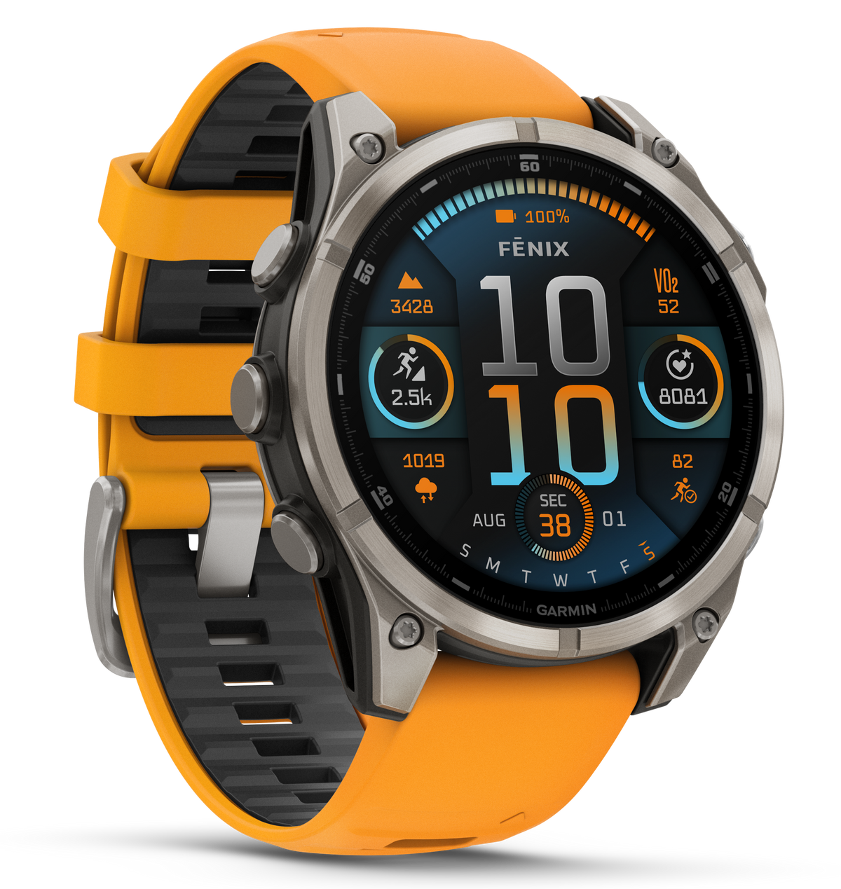 Garmin Fenix 8 47mm AMOLED Sapphire GPS Multisport Smartwatch - Titanium/Orange