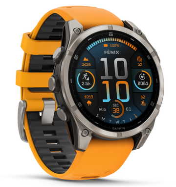 Garmin Fenix 8 47mm AMOLED Sapphire GPS Multisport Smartwatch - Titanium/Orange
