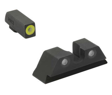 Meprolight USA Hyper-Bright Sight Set for Glock 17/17L/19/22 Green Tritium Yellow Outline Front