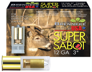 Brenneke SuperSabot 12 Gauge 3" 1 1/8 oz Sabot Slug 5 Rd - Box or Case