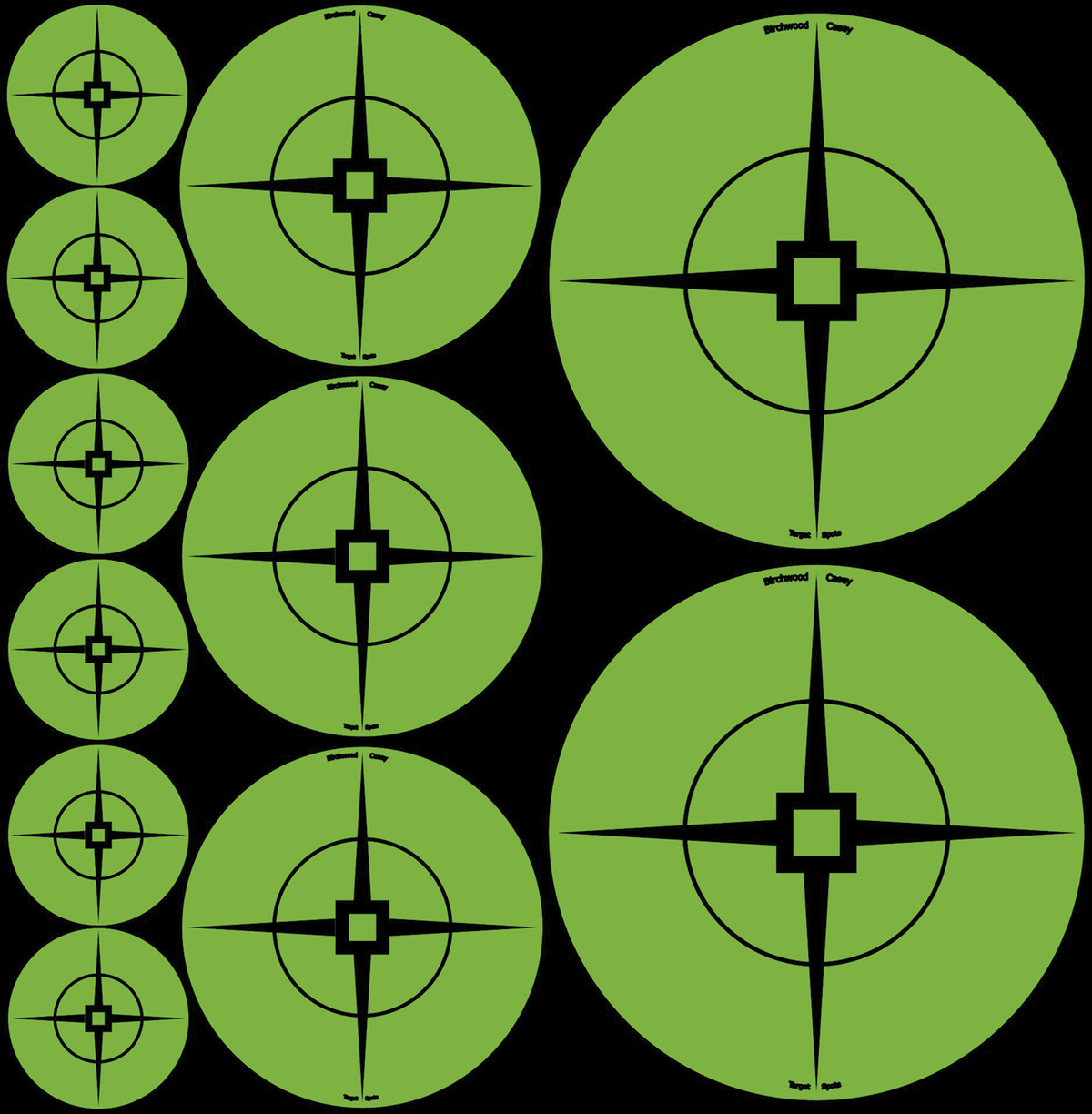 Birchwood Casey Target Spots 1"/2"/3" Self-Adhesive Paper Black/Green Crosshair 60-Pack