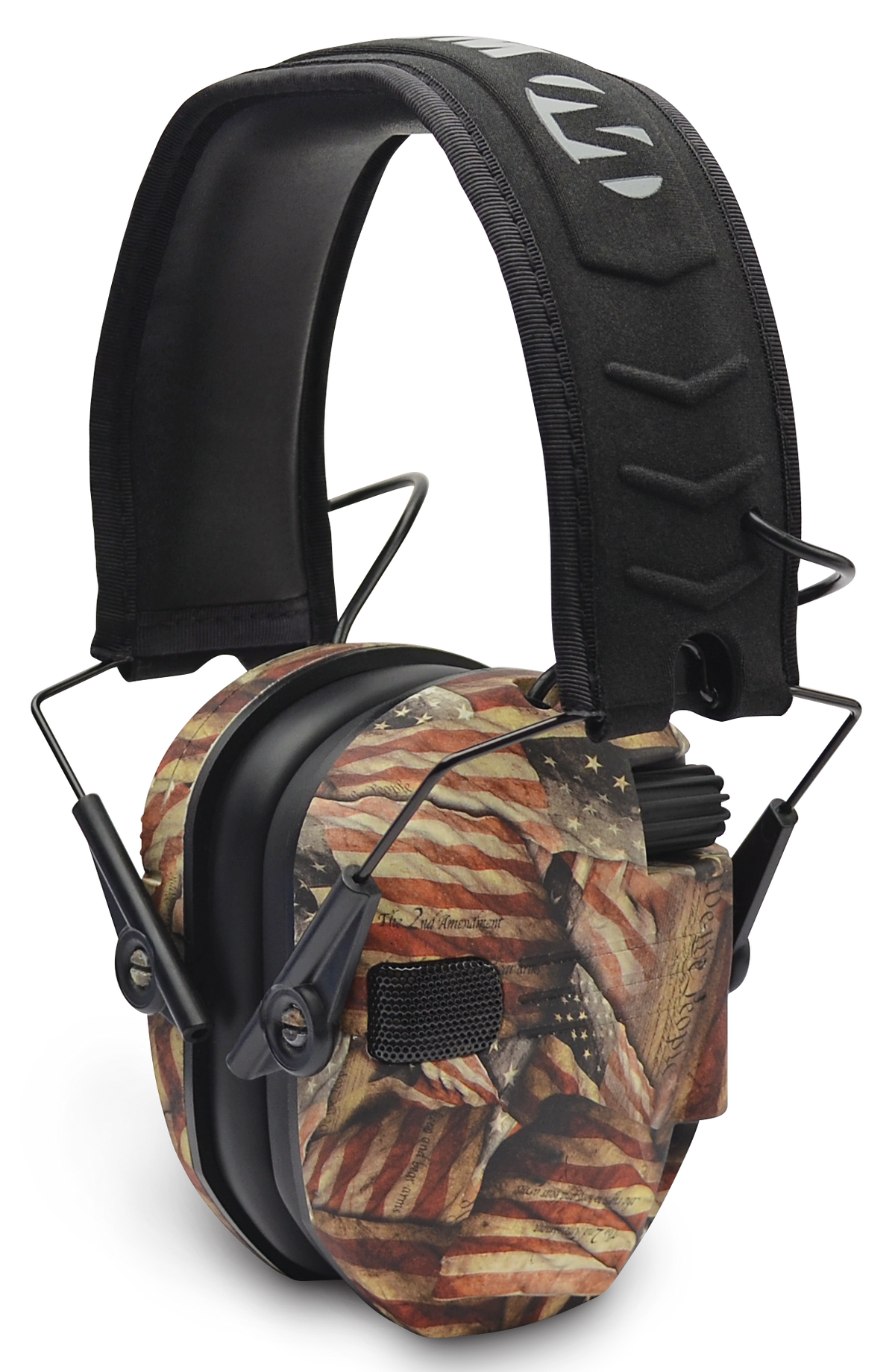 Walkers Game Ear Razor Slim Electronic Muff 23 dB Over the Head USA Flag w/Black Polymer