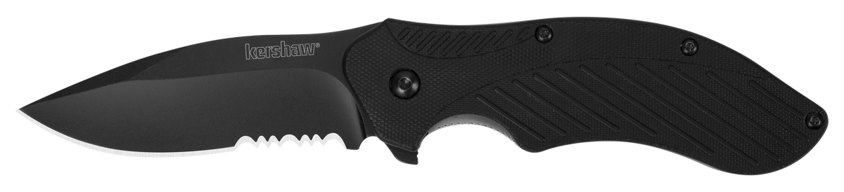 Kershaw Clash 3.10" Folding Drop Point Part Serrated Black Oxide 8Cr13MoV Black GFN