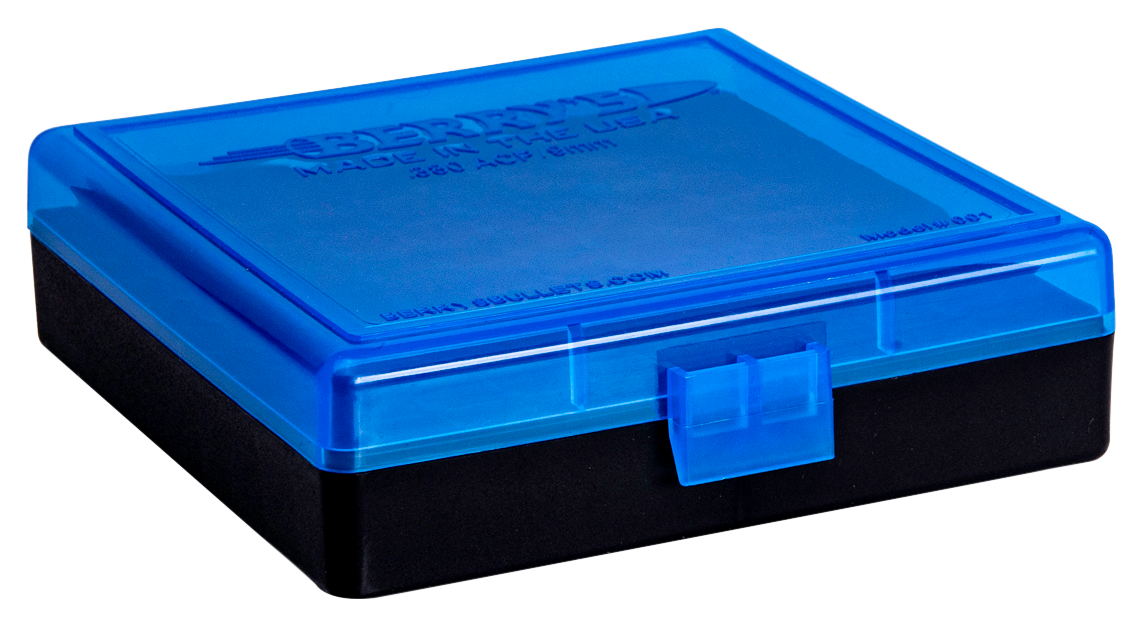 Berry's 69874 001 Ammo Box 9mm Luger,380 ACP 100rd Blue Lid w/Black Bottom