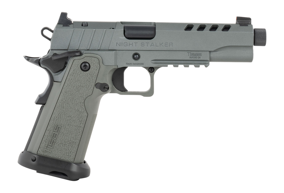 Tisas Arms 1911 Night Stalker 9mm Luger 17+1 5.30" Threaded Barrel SAO Semi-Auto Pistol - Gray Cerakote