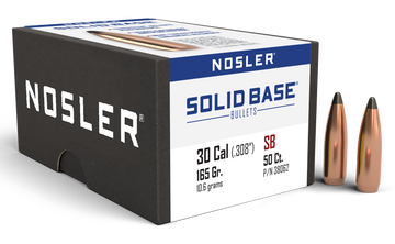 Nosler Solid Base .30 Cal 165gr Soft Point Reloading Bullets - 50/Box