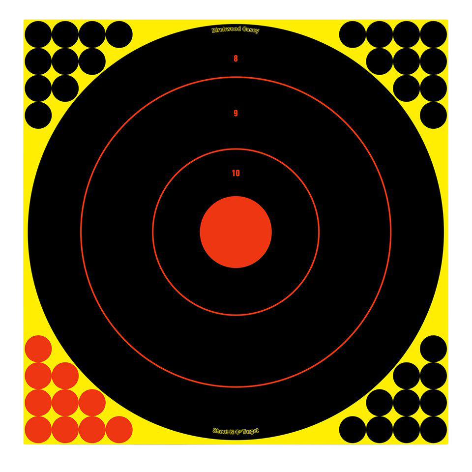 Birchwood Casey Shoot-N-C Reactive 17.25" Bullseye Self-Adhesive Paper Target 100 Pack