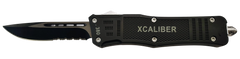 Xcaliber Knife Company 380 ACP Large 3.80" OTF Part Serrated Black 440C SS Blade, 5.30" Steel Handle